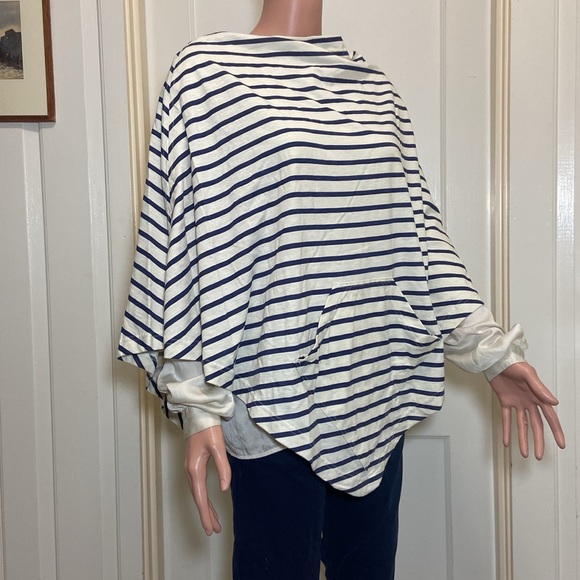 rockpaperflower Bateau Striped One Size Poncho NWOT - Picture 2 of 10